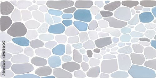Foto Minimalist light blue and grey pebble stone mosaic pattern background with backg