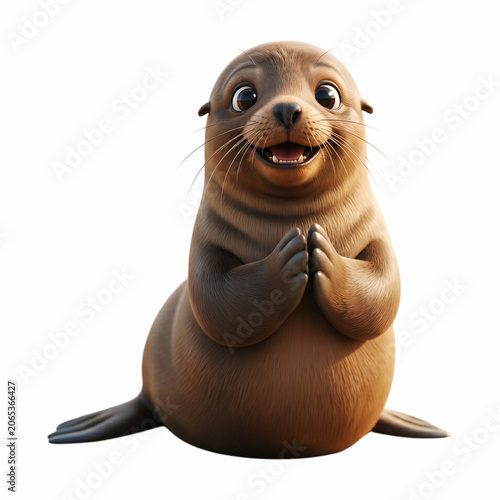 Happy playful sea lion clapping its flippers with absolute joy in marine environment