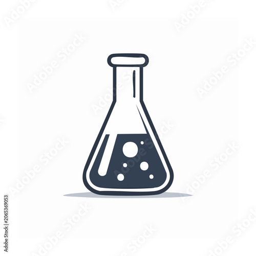 Erlenmeyer flask icon with liquid and bubbles