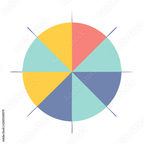 Flat design color wheel with six segments
