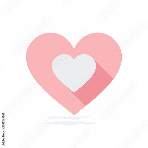 Pink heart icon with white outline on white background