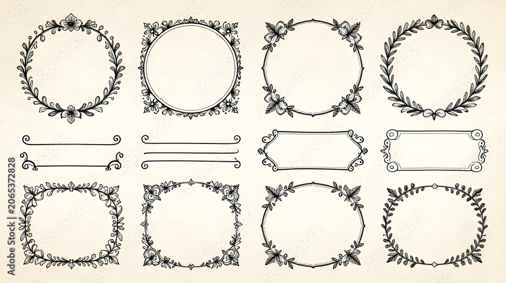 Fototapeta premium set of ornate frames