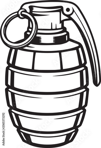 Tableau sur toile Hand grenade illustration with safety lever Vector