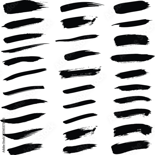 Set of artistic hand drawn ink brush strokes with handdrawn, artistic
