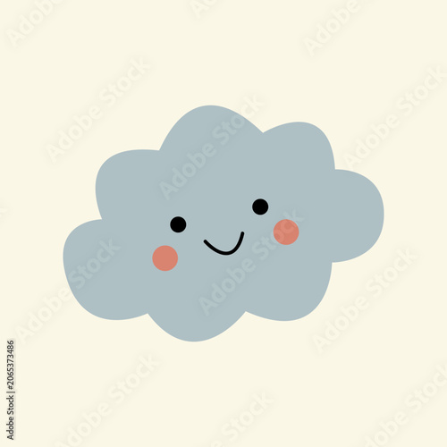 Cute Smiling Cloud Kawaii Weather Nursery Vector Illustration
