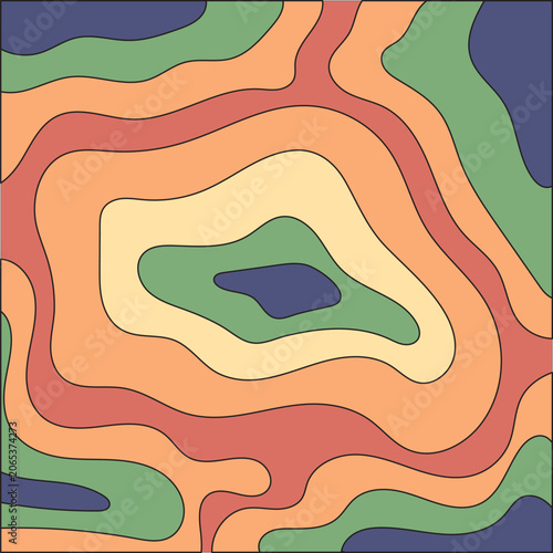 Contour blue and red flow pattern line color fo background