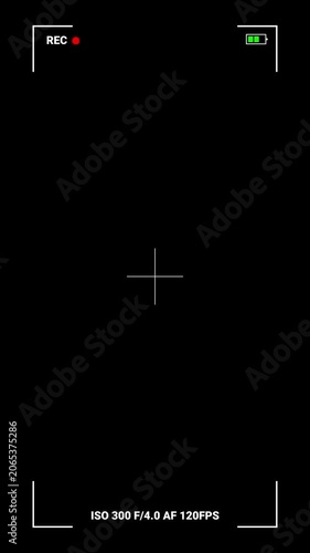 Camera Viewfinder Video Recorder Interface Animation with Black Screen Overlay