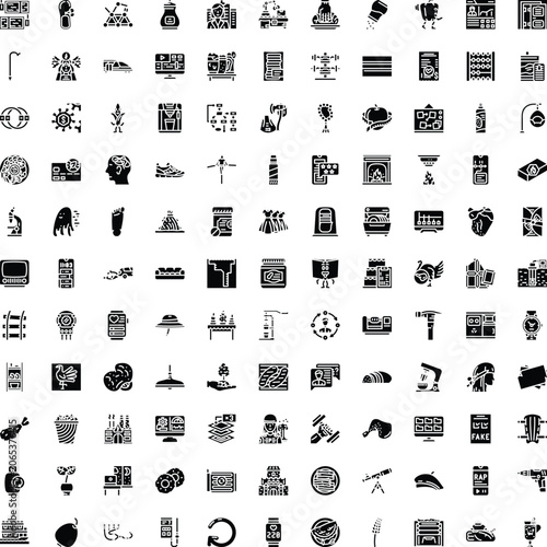 Εκτύπωση καμβά Collection of miscellaneous icons in solid black color, featuring various symbol