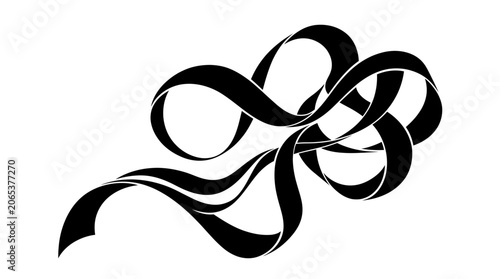 Black ribbon design element symbol.