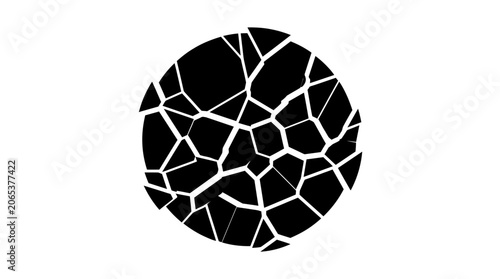 Cracked broken glass circle shape.