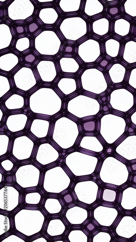 Abstract 3D cellular structure pattern with dark purple organic foam bubbles for biotechnology and science background