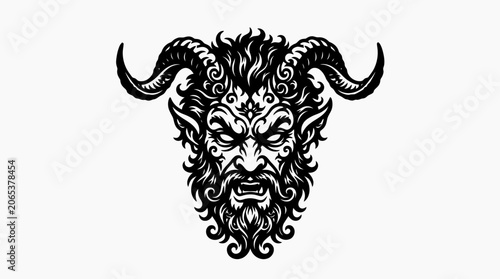 Fantasy creature with horns and beard.