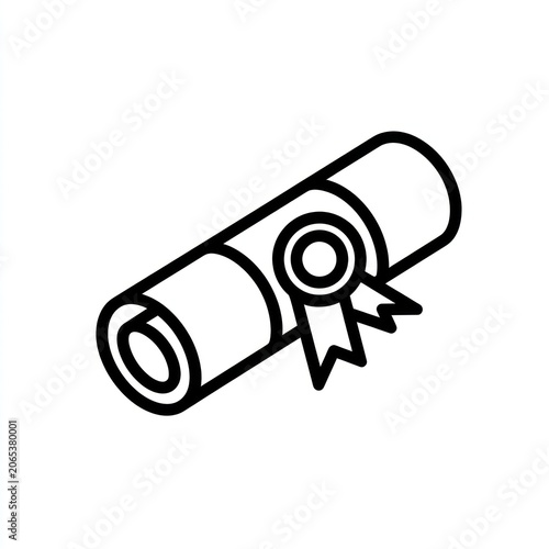 Scroll and Seal: A stylized illustration of a rolled diploma or certificate, tied with a ribbon and secured with a seal, symbolizing academic achievement and recognition.