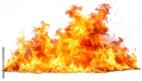 A large, vibrant flame engulfs the center, with orange and yellow hues