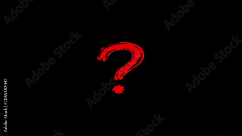 Red Question Mark Brush Stroke Animation with Alpha Channel 4K