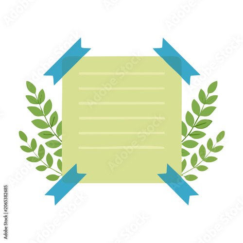 Flat design document with checkmark and arrows