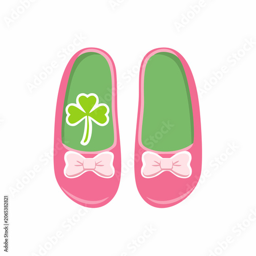 Pink Slippers with Shamrock and Bows