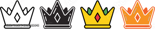 Konstfotografi Colorful crown icons in different styles and colors on transparent background