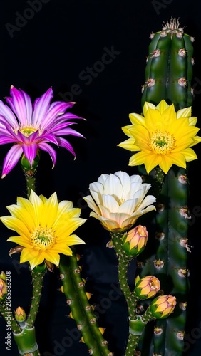 Transparent Background Cacti Flowers The Night