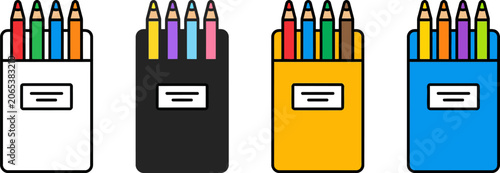Foto Colorful pencil cases with multicolored pencils on transparent background
