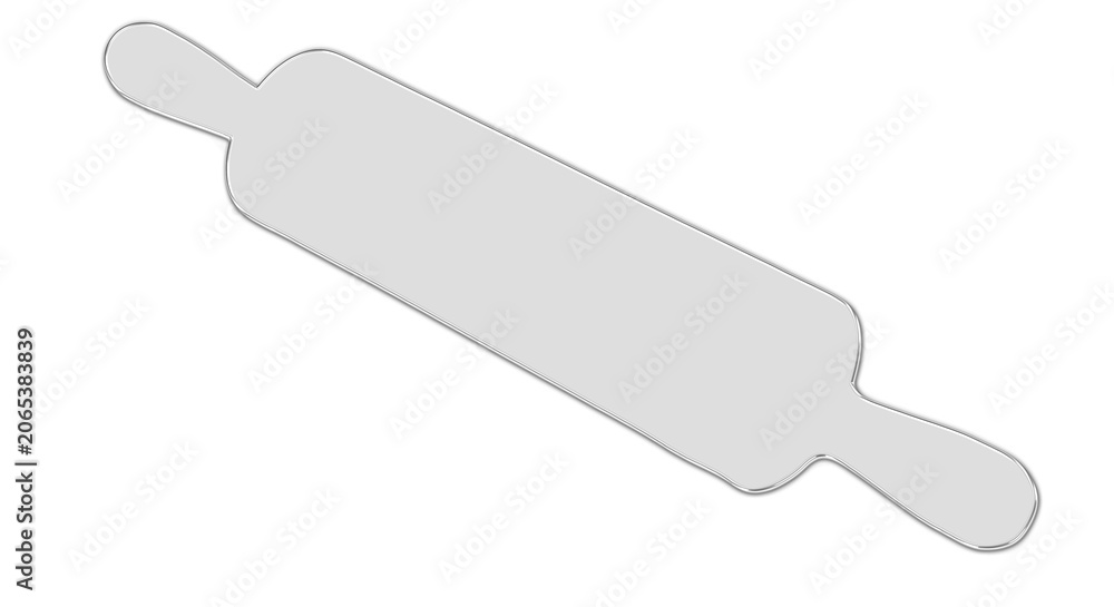 Fototapeta premium A gray rolling pin on a white surface for baking purposes