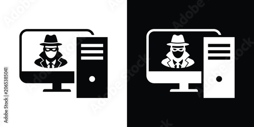 Fotografia Computer hacking and cyber crime icon vector