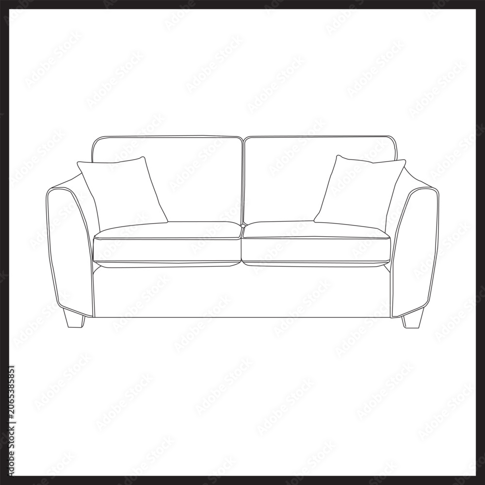 Naklejka premium Line Art of Tailored Two-Seater for Modern Living