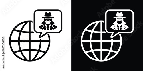 Fotografie Global anonymous communication or chat alert vector icon