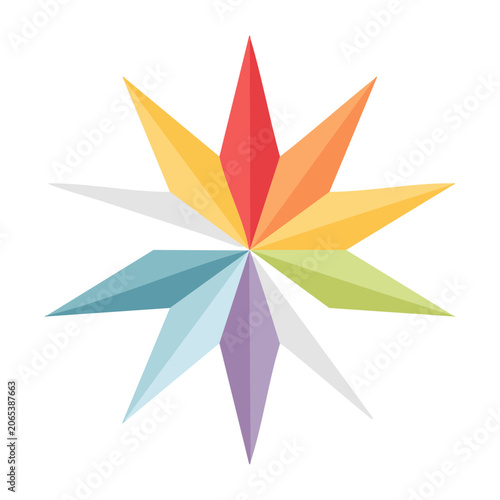Colorful flat design starburst with radiating lines