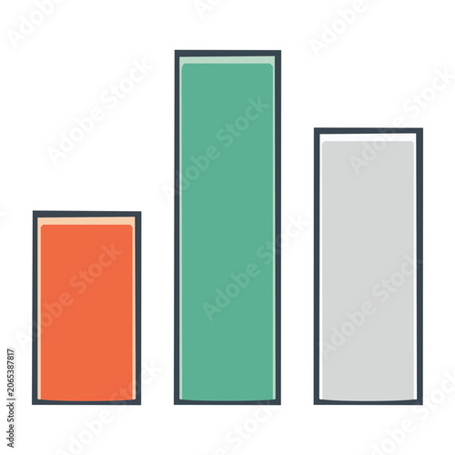 Flat design bar chart with three vertical bars