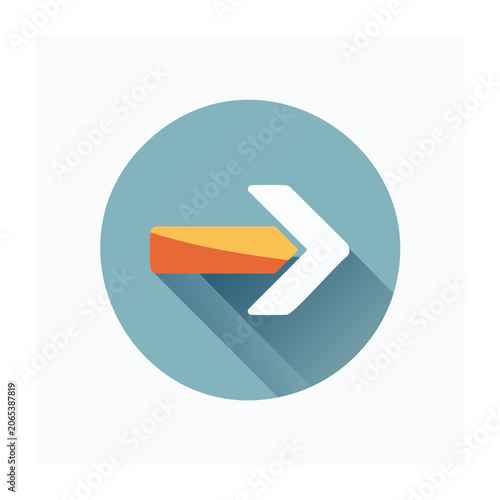 Flat design arrow icon on teal background