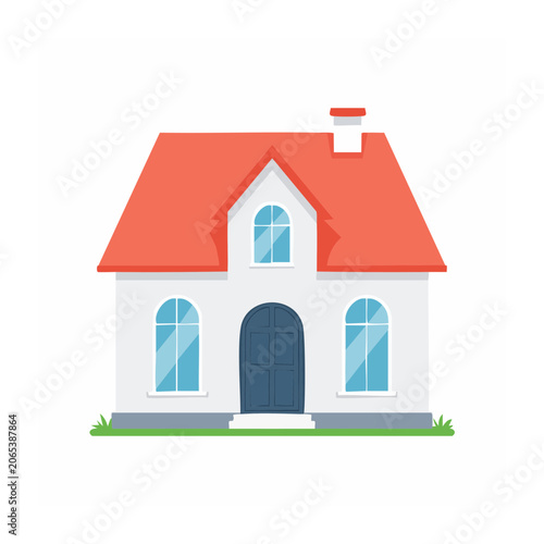 Flat design illustration of a house with red roof