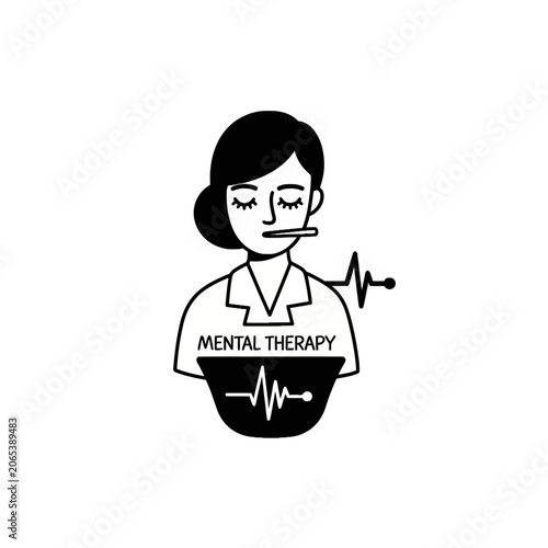 Woman with mental therapy clipboard.