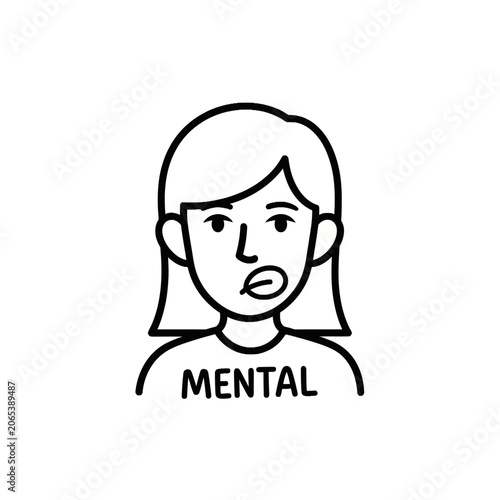 Woman with Mental Health Expression.
