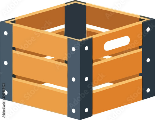 Wooden crate with metal bands.
