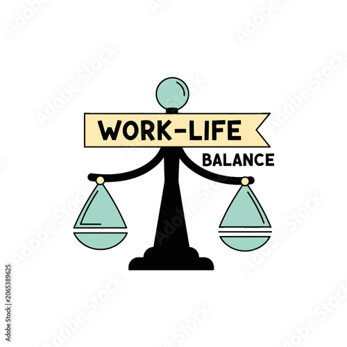 Work Life Balance Scale Illustration.