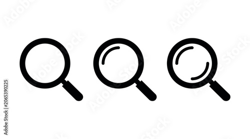 Tableau sur toile Black Magnifying Glass Silhouette Vector Set