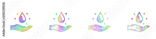 Konstfotografi Rainbow color sketch mana blessing icon design set