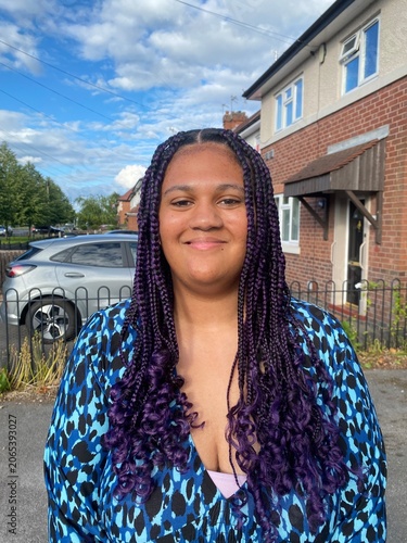 young woman with braided afro hair 