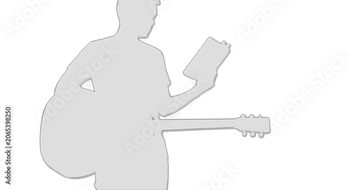 Foto A person plays guitar and reads a book in a serene outdoor setting with transparent background