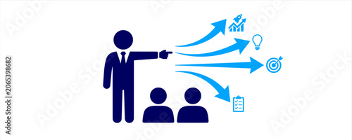 Business Leadership icon. Flat Icon, leadership, strategy, growth, innovation, target achievement, team management, planning, success, business direction