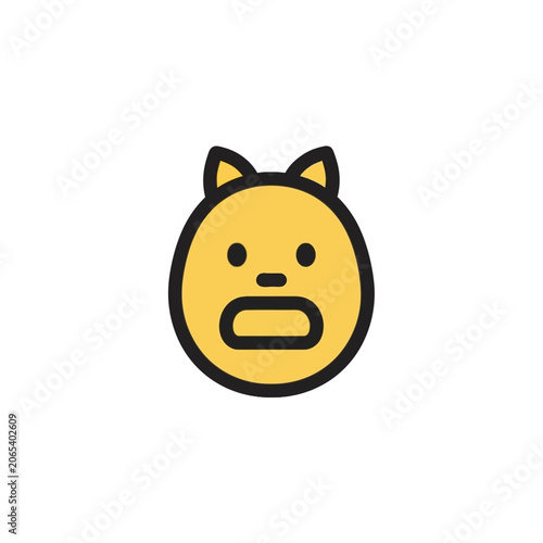 Cuadro en lienzo Yellow cat face emoticon with ears.