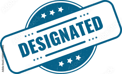 Schilderij op canvas Blue rubber stamp illustration featuring the word designated for organizational