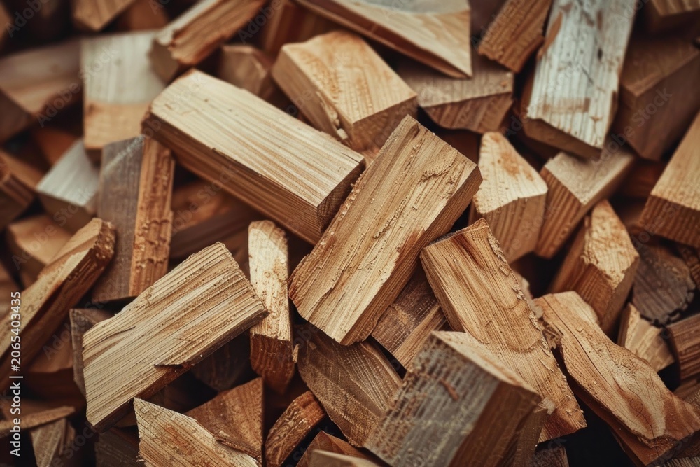 Fototapeta premium Pile of chopped firewood showing natural texture and ready for burning