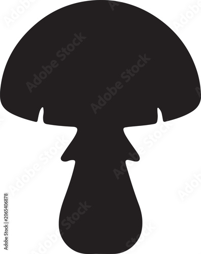 Photos Minimalist mushroom shape silhouette isolated black and white graphic with mushr