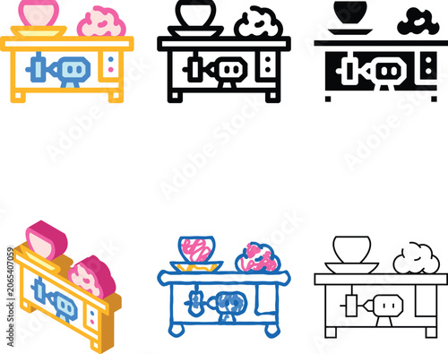 Foto electromechanical pottery wheel color variants icon vector