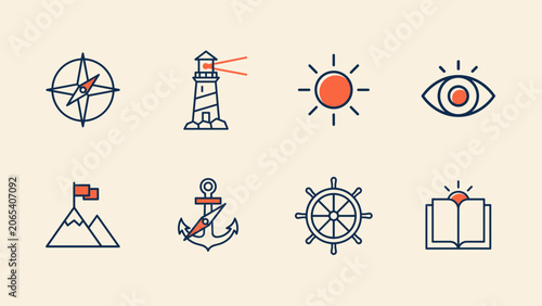 Directional and business leadership icons – Suitable for executive coaching guides, navigation branding, or career development.