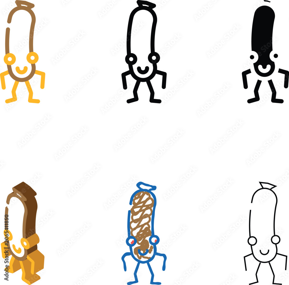 Fototapeta premium frankfurter meat character color icon vector. frankfurter meat variants character sign. isolated symbol illustration