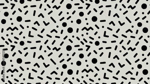 Abstract geometric seamless pattern with black shapes on light background