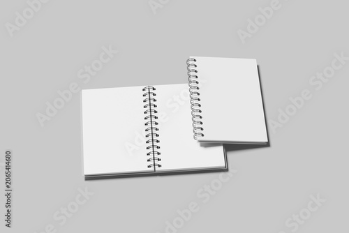spiral blank notebook on gray background desk for mockup
